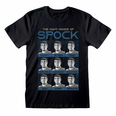 Star Trek - Many Moods Of Spock (Unisex Black T-Shirt)  Schwarz