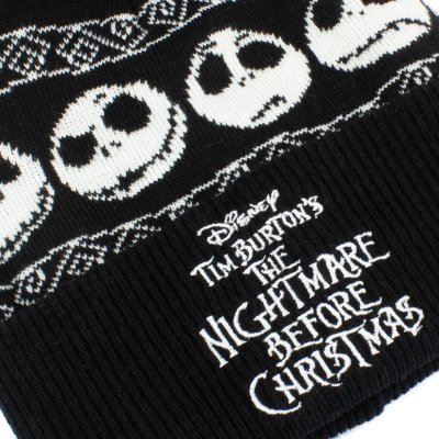 Nightmare Before Christmas - Basic Snow (Unisex Black Beanie Pom)  Schwarz