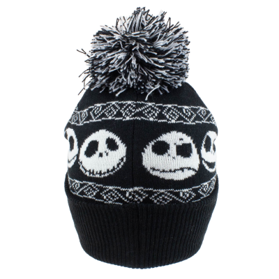 Nightmare Before Christmas - Basic Snow (Unisex Black Beanie Pom)  black