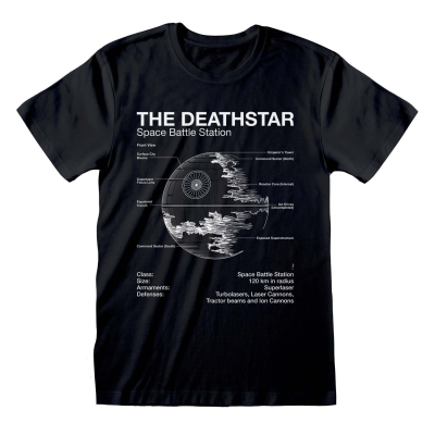 Star Wars - Death Star Sketch (Unisex Black T-Shirt)  Schwarz