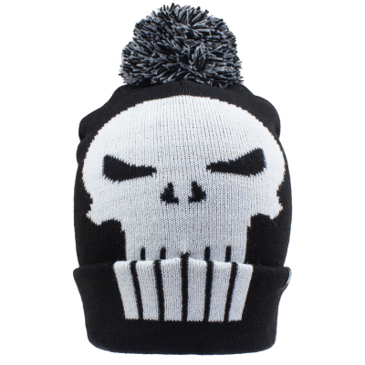 Marvel Comics Punisher - Skull (Unisex Black Beanie Pom)  black