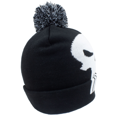 Marvel Comics Punisher - Skull (Unisex Black Beanie Pom)  black