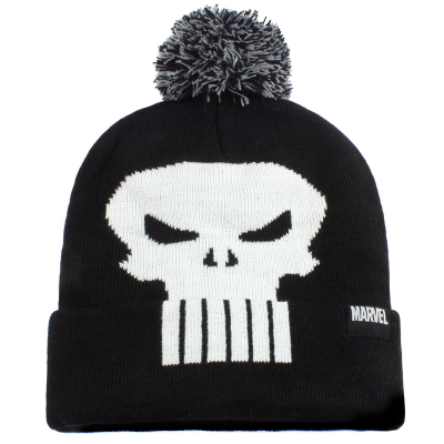 Marvel Comics Punisher - Skull (Unisex Black Beanie Pom)  black