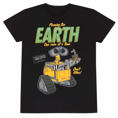 Disney Walle - Cleaning The Earth (Unisex Black T-Shirt)  black