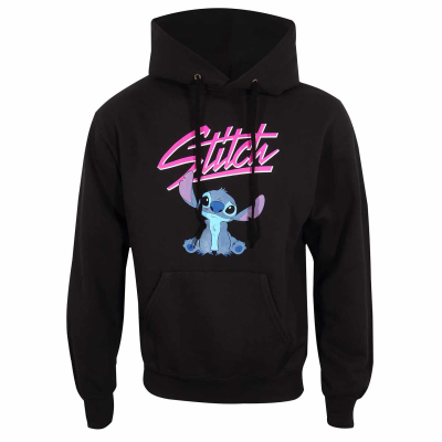 Disney Lilo And Stitch - Stitch Script (Unisex Black Pullover Hoodie)  Schwarz