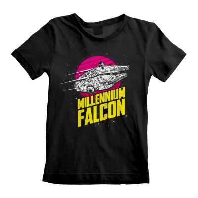 Star Wars - Millenium Falcon Circle (Unisex Black T-Shirt) 7-8 Years Schwarz