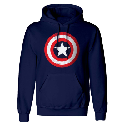 Marvel Comics Avengers - Captain America Shield (Unisex Blue Pullover Hoodie)  blue