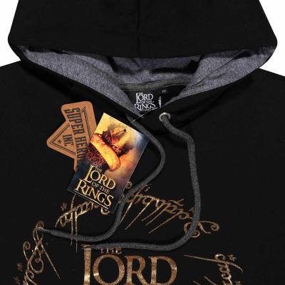 Superheroes Inc. Lord Of The Rings - Gold Foil Logo (Unisex Black Contrast Pullover Hoodie)  Schwarz