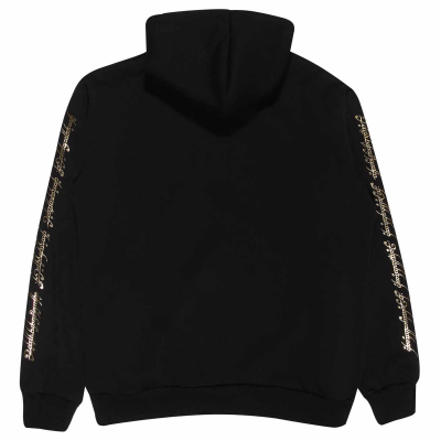 Superheroes Inc. Lord Of The Rings - Gold Foil Logo (Unisex Black Contrast Pullover Hoodie)  Schwarz