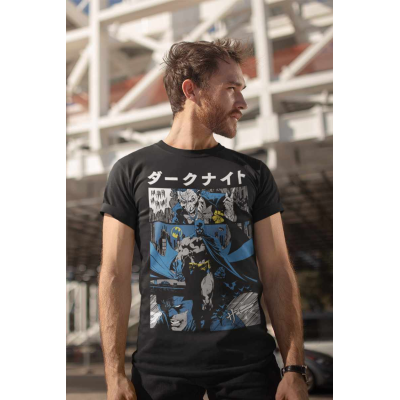 ** DC Comics Batman - Manga Cover (Unisex Black T-Shirt)  ** Schwarz