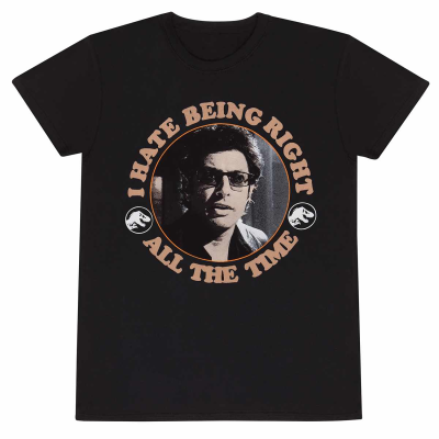 ** Jurassic Park - Hate Being Right (Unisex Black T-Shirt)  ** Schwarz