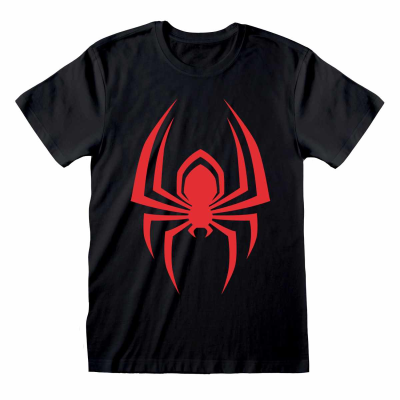 Marvel Studios Spider-man: Miles Morales Video Game - Hanging Spider (Unisex Black T-Shirt)  black
