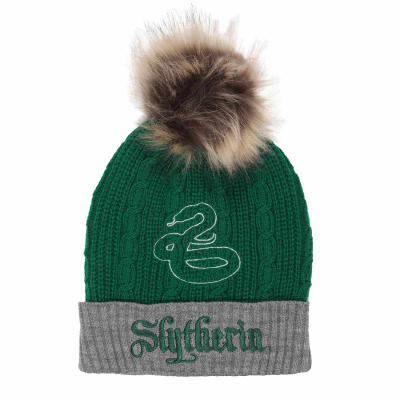 Harry Potter - Slytherin House Fur (Unisex Green Beanie Pom)  green