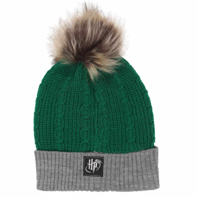 Harry Potter - Slytherin House Fur (Unisex Green Beanie Pom)  Grün