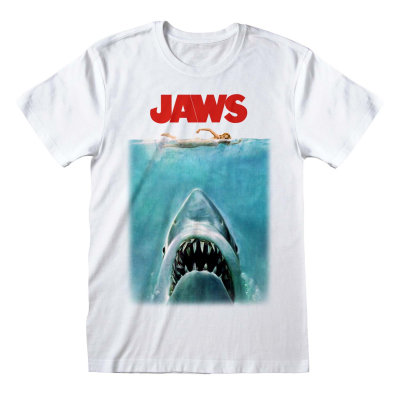 Jaws - Poster (Unisex White T-Shirt)  White