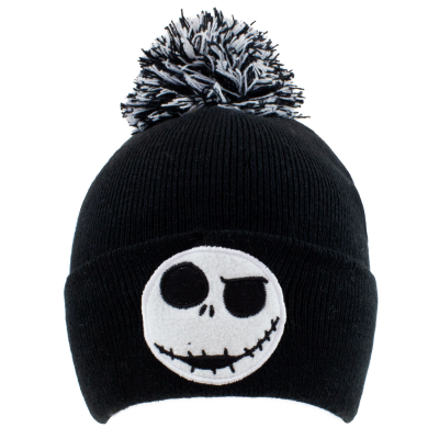 Nightmare Before Christmas - Jack Face (Unisex Black Beanie Pom)  Schwarz