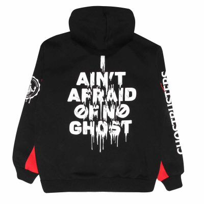 Superheroes Inc. Ghostbusters - Logo Stripe (Unisex Black Contrast Pullover Hoodie)  black