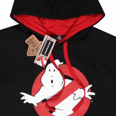 Superheroes Inc. Ghostbusters - Logo Stripe (Unisex Black Contrast Pullover Hoodie)  black