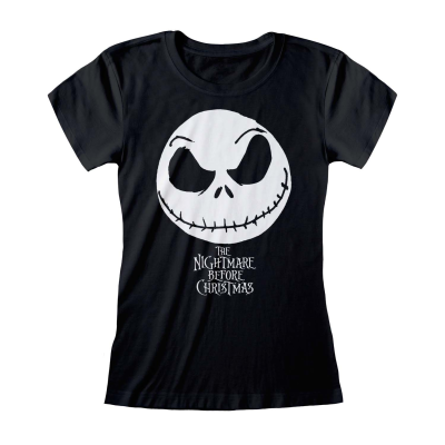 Nightmare Before Christmas - Jack Face (Womens Black Fitted T-Shirt)  Schwarz