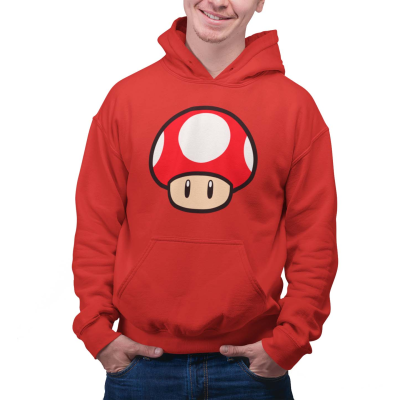 ** Nintendo Super Mario - Power Up Mushroom (Unisex Red Pullover Hoodie)  ** red
