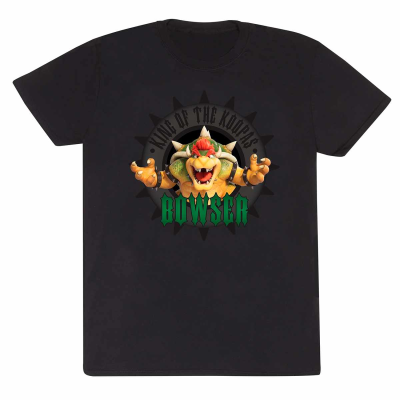** Nintendo Super Mario Bros Movie - Bowser Circle (Unisex Black T-Shirt)  ** Schwarz