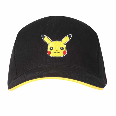 Pokemon - Pikachu Badge (Unisex Black Baseball Cap)  Schwarz