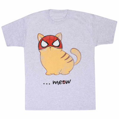 Marvel Spider-Man Miles Morales - Meow (Unisex Heather Grey T-Shirt)  Heather Grey