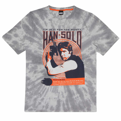 ** Star Wars Classic - Han Solo (Unisex Grey Tie Dye Unisex T-Shirt)  ** Grau