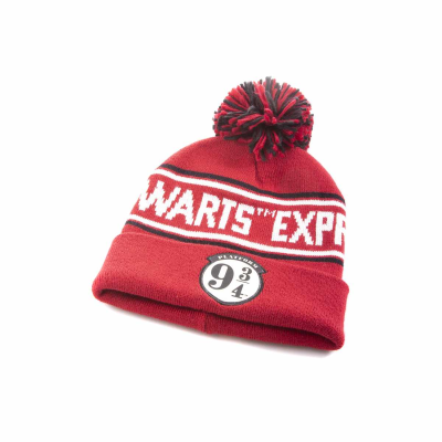 Harry Potter - Platform Badge (Unisex Red Beanie Pom)  red