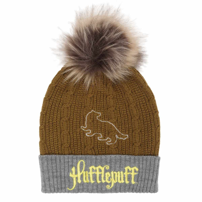 Harry Potter - Hufflepuff House Fur (Unisex Yellow Beanie Pom)  Yellow