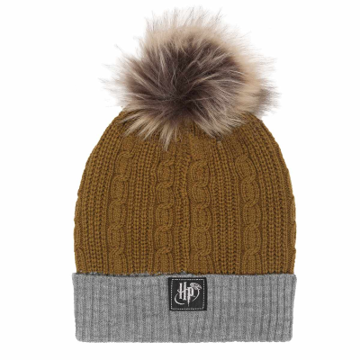 Harry Potter - Hufflepuff House Fur (Unisex Yellow Beanie Pom)  Yellow