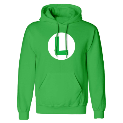 Nintendo Super Mario - Luigi Badge (Unisex Green Pullover Hoodie)  Grün