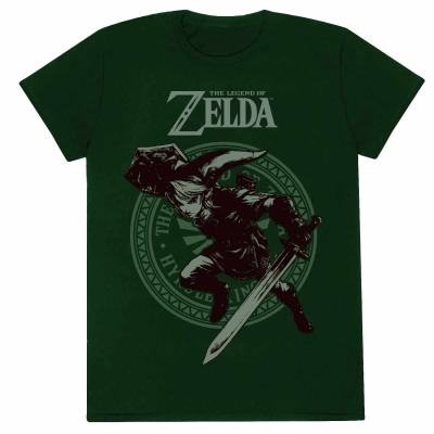 Nintendo Legend Of Zelda - Link Pose (Unisex Green T-Shirt)  Grün