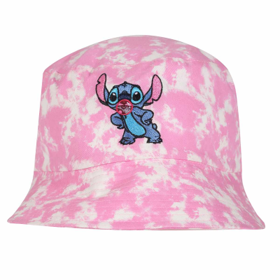 Disney Lilo And Stitch - Stitch (Unisex Pink Tie Dye Bucket Hat)  Pink Tie Dye