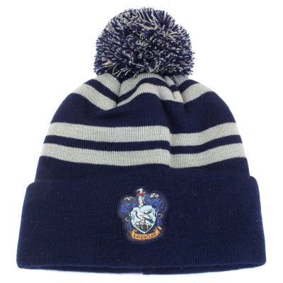 Harry Potter - House Ravenclaw (Unisex Blue/Silver Beanie Pom)  Blue/Silver