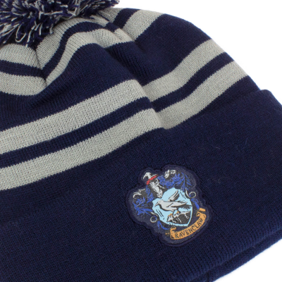 Harry Potter - House Ravenclaw (Unisex Blue/Silver Beanie Pom)  Blue/Silver