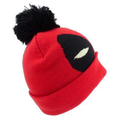 Marvel Comics Deadpool - Face (Unisex Red Beanie Pom)  red