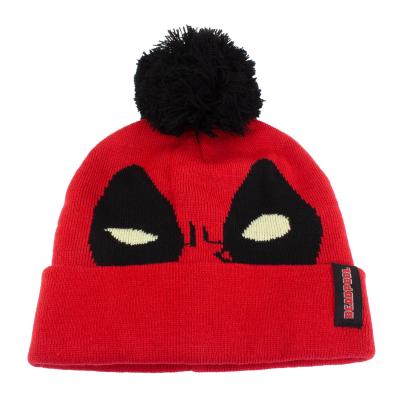 Marvel Comics Deadpool - Face (Unisex Red Beanie Pom)  red