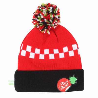 Disney Toy Story - Pizza Planet (Unisex Black Beanie Pom)  Schwarz