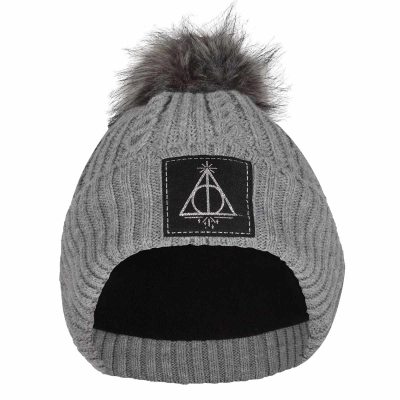 ** Harry Potter - Deathly Hallows (Unisex Grey Beanie Pom)  ** Degree