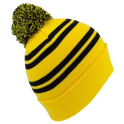 Harry Potter - House Hufflepuff (Unisex Yellow/Black Beanie Pom)  Yellow/Black