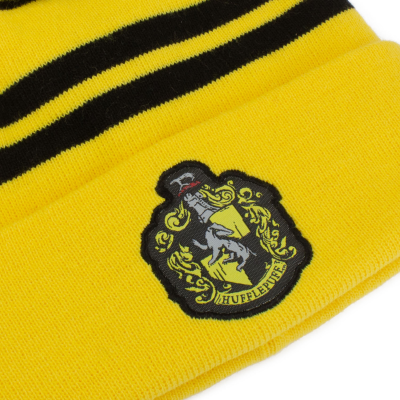 Harry Potter - House Hufflepuff (Unisex Yellow/Black Beanie Pom)  Yellow/Black