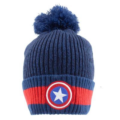 ** Marvel Comics Captain America - Shield (Unisex Blue Beanie Pom)  ** Blau