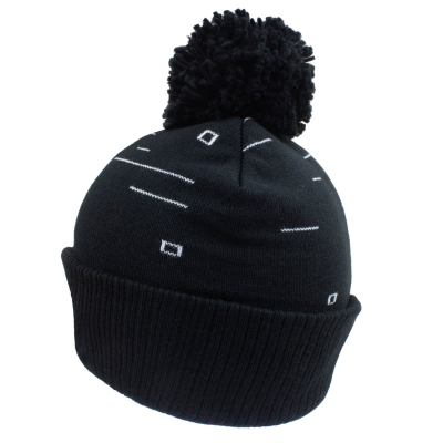 Rick And Morty - Pixel Print (Unisex Black Beanie Pom)  Schwarz