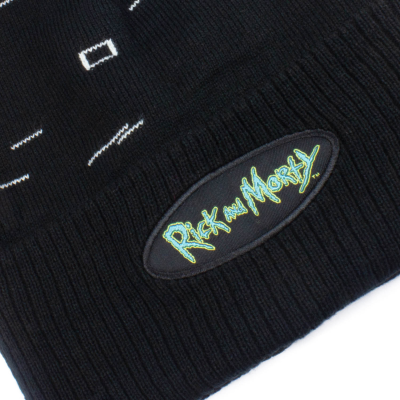 Rick And Morty - Pixel Print (Unisex Black Beanie Pom)  black