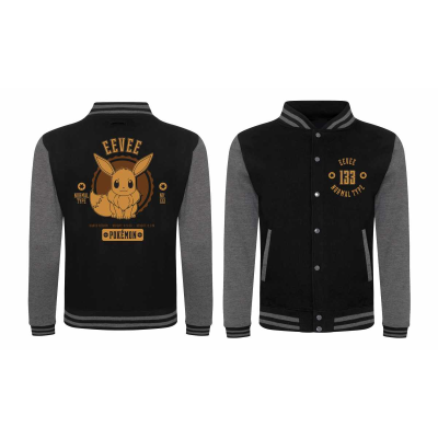 Pokemon - Collegiate Eevee (Unisex Black Varsity Jacket)  black