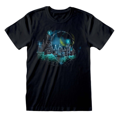 ** Harry Potter - Wireframe Hogwarts (Unisex Black T-Shirt)  ** Schwarz