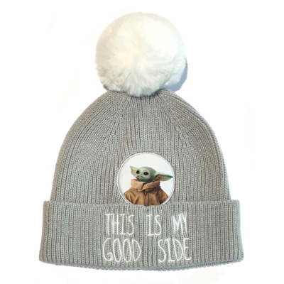 Star Wars: Mandalorian - Good Side (Unisex Grey Beanie Pom)  Grau