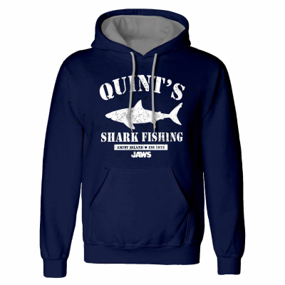 Jaws - Quints Shark Fishing (Unisex Navy Pullover Hoodie)  Marine
