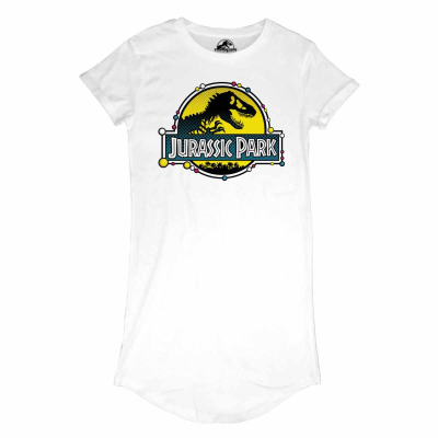 ** Jurassic Park - DNALogo (Womens White T-Shirt Dress)  ** weiß